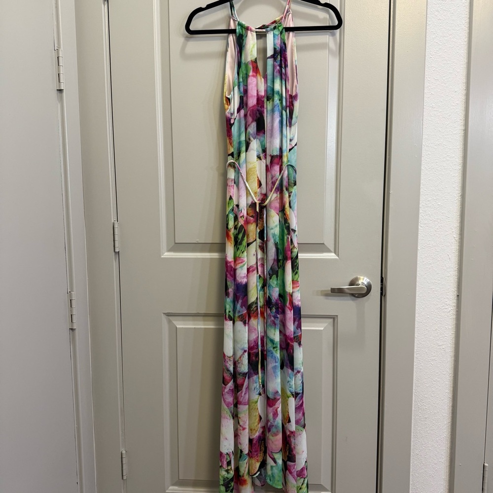 Maggy London Multicolor Floral Dress Maxi Size 4